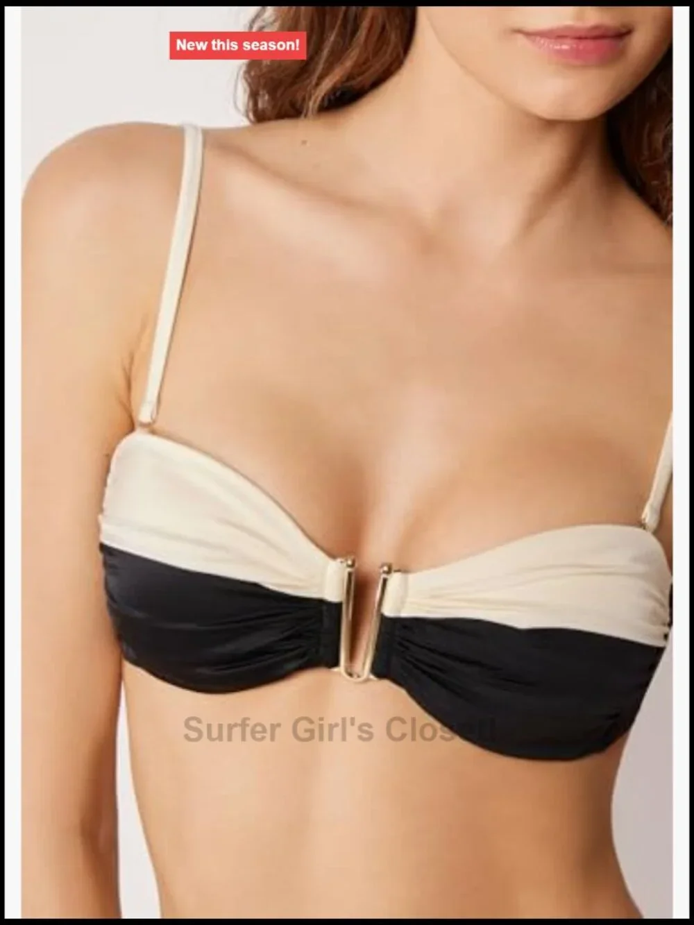 Bandeau Swimsuit Top Elegant Bicolor Lightly Padded